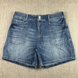 PILCRO Anthropologie Women's Denim Shorts Size 32 Blue Wash Cargo Pockets Casual